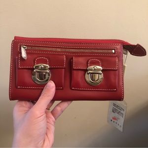 Leather Wallet by Besso NWT in a beautiful rich red color with lots of pockets!